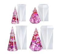 Gcroet Moules de résine de Silicone en Silicone 4 pcs géométrique 3D, moules en résine époxy en Silicone Pyramide, Bague en résine de résine de cornette Pyramide en résine époxy en résine époxy