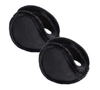 Gcroet Oreille mouche en molleton chaude oreilles accessoires d'hiver plus réchauffés pour les hommes femmes noires 2pcs style 2