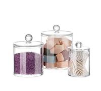 Gcroet Organisateur de Conteneur de Tampons de Maquillage Clair 3Pcs, Stockage de Coton-Tige, Boîte de Support de Stockage de Coton-Tige Transparent, Boîte Déponge Transparente, Organisateur de Pots