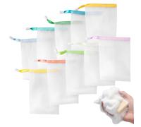 Gcroet Paquet de 10 Sacs de Barre Savon en Maille, Pochette Savon Douce avec Cordon Serrage, économiseur réutilisable pour Le Bain et Les Voyages.