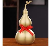 Gcroet Petit décor WU Lou Feng Shui - Gourde en Laiton de 10, 2 cm avec détail de Feuille, décor Chinois pour la Bonne Fortune, Mini Ornement Bureau à Domicile...