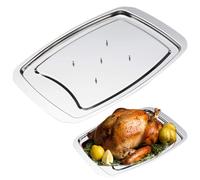 Gcroet Plat de Viande à pic de Plateau à Pointes en Acier Inoxydable avec Casquettes enrichies Poule Dinde bac Service Non Glisser pour trancher, Couper, Couper