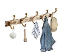 Gcroet Porte-manteau vintage, cintre mural en aluminium à 5 crochets pour serviettes et manteaux, porte-clés d'entrée marron antique pour salle de bain et chambre à coucher...