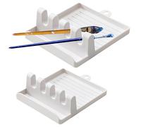 Gcroet Porte-Pinceau, Porte-Pinceau en Plastique de Peinture de Pinceau avec 4 Fentes Chinois Calligraphie Holder Brush Drying Rack Rack Organizer Display Stand 2 PCS