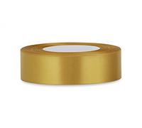 GCS Ruban en satin, 25 mètres de longueur, 15 mm de large - Pouvant servir pour les cadeaux, la décoration de mariage et les projets créatifs Nombreuses couleurs disponibles., doré, 15 mm