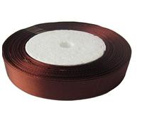 GCS Ruban en satin, 25 mètres de longueur, 15 mm de large - Pouvant servir pour les cadeaux, la décoration de mariage et les projets créatifs Nombreuses couleurs disponibles., marron, 15 mm