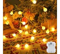 Gcstnn Guirlande Lumineuse à Piles pour l'Extérieur 6M 40 LED Blanc Chaud avec Minuteur 6h, Boules IP65 Étanches pour Chambre, Balcon, Chambre d'enfant, Décoration de Sapin de Noël