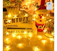 Gcstnn Guirlande lumineuse à piles pour l'extérieur et l'intérieur - 6 m - 40 LED - Blanc chaud - Avec minuterie de 6 h - Étanche IP65 - Pour sapin de Noël, chambre d'enfant, décoration de Noël