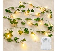 Gcstnn Guirlande Lumineuse avec Feuilles, 2M 20LED Lierre Artificiel Guirlande Lumineuse IP65 Étanche Chaîne Lierre Lumiere avec Minuterie, pour Jardin Chambre Noël Mariage In/Exterieur Décor Lights