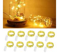 Gcstnn Guirlande Lumineuse LED à Piles, 10×20 pcs Fil Lumineux Avec Pile CR2032 sur 2M Fil Argenté Étanche Micro Fée Lumières pour Chambre, Mariage, Noël, Halloween Interieur Décor (Blanc Chaud)