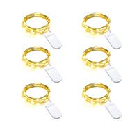 Gcstnn Guirlande Lumineuse LED à Piles, 6×20 pcs Fil Lumineux Avec Pile CR2032 sur 2M Fil Argenté Étanche Micro Fée Lumières pour Chambre, Mariage, Noël, Halloween Interieur Décor (Blanc Chaud)