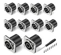 GCTBL 10Pack 4 pôles Speakon femelle Connecteur Square Métal Panel Jack Montage Prise Connecteur Audio Haut-Parleur amplificateur Adaptateur Compatible avec Neutrik Speakon NL4FC, NL4FX, NLT4X, NL2FC