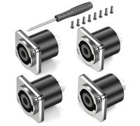 GCTBL 4Pack 4 pôles Speakon femelle Connecteur Square Métal Panel Jack Montage Prise Connecteur Audio Haut-Parleur amplificateur Adaptateur Compatible avec Neutrik Speakon NL4FC, NL4FX, NLT4X, NL2FC