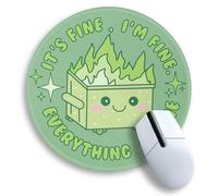 Gctriki Tapis de souris Dumpster on Fire, joli tapis de souris vert sauge pour bureau, tapis de souris rond amusant pour ordinateur portable, bords cousus et base en caoutchouc antidérapant,