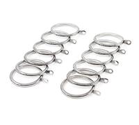GCurtain Lot de 12 anneaux de rideaux en métal de 45 mm de diamètre intérieur, anneaux de tringle à rideaux avec œillets, glissement silencieux, chrome