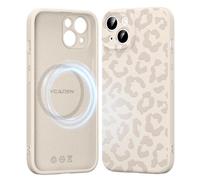 Gcxvaoi Coque Magnétique pour iPhone 15 Pro, Aesthetic Design Léopard Motif Silicone Housse Étui Compatible avec MagSafe, Anti-Rayures Protection Etui Bumper Cover pour iPhone 15 Pro 6,1'' - Blanc