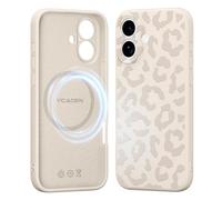 Gcxvaoi Coque Magnétique pour iPhone 17, Aesthetic Design Léopard Motif Silicone Housse Étui Compatible avec MagSafe, Anti-Rayures Protection Etui Bumper Cover pour iPhone 17 6,3'' - Blanc