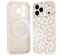 Gcxvaoi Coque Magnétique pour iPhone 17 Pro, Aesthetic Design Léopard Motif Silicone Housse Étui Compatible avec MagSafe, Anti-Rayures Protection Etui Bumper Cover pour iPhone 17 Pro 6,3'' - Blanc