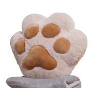 GCYEIDMA Oreiller Chauffe Main Coussin en Flanelle à Deux Trous, Motif Pattes d'ours et de Chat, 34/40 cm, coloré, Pelucheux, Chauffe-Mains, for l'hiver(Light Brown,40cm with Blanket)