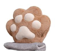 GCYEIDMA Oreiller Chauffe Main Coussin en Flanelle à Deux Trous, Motif Pattes d'ours et de Chat, 34/40 cm, coloré, Pelucheux, Chauffe-Mains, for l'hiver(Dark Brown,34cm Without Blanket)