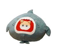 GCYEIDMA Oreiller Chauffe Main Coussin en Peluche for Pain grillé, Kawaii, Nourriture, Cochon, Lapin, Renard, Toast, poupée Douce, Chauffe-Mains, décoration de la Maison(35cm Blue Shark)