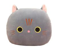 GCYEIDMA Oreiller Chauffe Main Peluche de 30 cm, Motif Chat, Dessin animé, avec Chauffe-Mains et Couverture, Coussin Doux for Femme(Gray,30cm Hand Warmer)