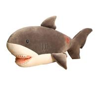 GCYEIDMA Oreiller Chauffe Main Requin avec Chauffe-Mains en Peluche, Animal, poupée Requin, Oreiller d'hiver, Coussin for Enfants(Grey,80cm)