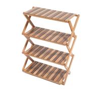 GCYEIDMA Rangement Chaussure Table Pliante Portable d'extérieur en Bois d'orme à Quatre Couches, avec Rangement for ustensiles de Cuisine et Sac for Camping Pique-Nique(Color 1)