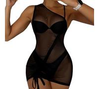 GCYEIDMA Robe de Plage Robe de Plage en Maille for Femmes, Sexy, Cover-Up for Les Maillots de Bain, Transparente, for Les Maillots de Bain Paréo de Plage Femme(Black,XXL)