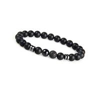 GD GOOD.designs Bracelet de perles pour hommes avec pierre de lave noire 8mm - Perles d'onyx I Bracelet boule élastique - Cadeau pour hommes en véritables pierres naturelles