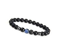 GD GOOD.designs Bracelet de perles pour hommes avec pierre de lave noire 8mm - Perles d'onyx I Bracelet boule élastique - Cadeau pour hommes en véritables pierres naturelles