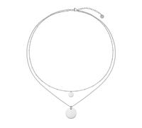 GD GOOD.designs Double chaîne femme avec pendentif plaque I Collier Coin résistant à l’eau, deux rangs, acier inoxydable or, argent, or rose I Collier plaque Layered en acier inoxydable