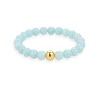 GD GOOD.designs EST. 2015 Anneau antistress en pierres naturelles | Bagues élastiques en aigue-marine femme avec perle S925 dorée | Bagues anti-anxiété étanches - Taille 54-60