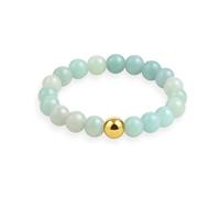 GD GOOD.designs EST. 2015 Anneau antistress en pierres naturelles | Bagues élastiques en amazonite femme avec perle S925 dorée | Bagues anti-anxiété étanches - Taille 54-60