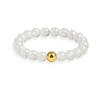 GD GOOD.designs EST. 2015 Anneau antistress en pierres naturelles | Bagues élastiques en cristal de roche femme avec perle S925 dorée | Bagues anti-anxiété étanches - Taille 54-60