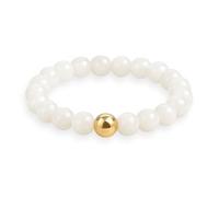 GD GOOD.designs EST. 2015 Anneau antistress en pierres naturelles | Bagues élastiques en pierre de lune femme avec perle dorée | Bagues anti-anxiété étanches - Taille 54-60