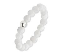 GD GOOD.designs EST. 2015 Bague fidget femme en pierres naturelles blanches - Anneau élastique | Bague avec perles facettées en pierre de lune | Taille 52-60