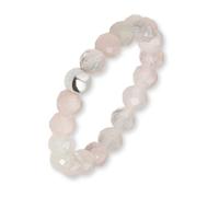 GD GOOD.designs EST. 2015 Bague fidget femme en pierres naturelles roses - Anneau élastique | Bague avec perles facettées en quartz rose | Taille 52-60