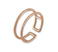 Gd. GOOD.designs EST. 2015 Bague pour femme ajustable en acier inoxydable - résistante à l'eau - double anneau ouvert en or 18 carats - argent - or rose | Boîte cadeau pour femme incluse