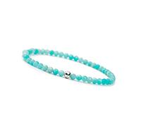 GD GOOD.designs EST. 2015 Bracelet Amazonite pour femme avec pierres naturelles et perle en argent 925 I Bracelet en pierres naturelles avec perles à facettes de 4mm - Pochette cadeau incluse