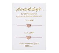 GD GOOD.designs EST. 2015 Bracelet d'amitié pour 2 avec bracelet cœur en or rose 18 carats I Cadeau de meilleure amie - Colliers BFF réglables individuellement pour deux