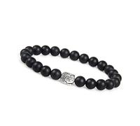 GD GOOD.designs EST. 2015 Bracelet de Bouddha pour femmes et hommes I Bracelet de perles avec de véritables perles Agate Noire 8mm I Bracelet boule de yoga et de meditation