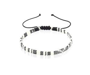 GD GOOD.designs EST. 2015 Bracelet de cheville ethnique imperméable en tissu coloré, Accessoires de festival pour femmes et hommes (Noir et blanc)