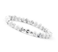 GD GOOD.designs EST. 2015 Bracelet de couple avec la lettre C | Bracelet partenaire en perles de howlite (lettre C)