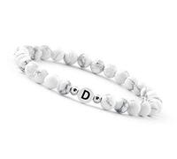 GD GOOD.designs EST. 2015 Bracelet de couple avec la lettre D | Bracelet partenaire en perles de howlite (lettre D)