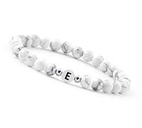 GD GOOD.designs EST. 2015 Bracelet de couple avec la lettre E | Bracelet partenaire en perles de howlite (lettre E)