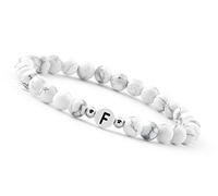 GD GOOD.designs EST. 2015 Bracelet de couple avec la lettre F | Bracelet partenaire en perles de howlite (lettre F)