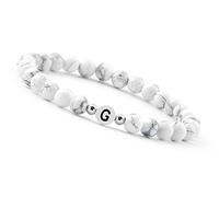 GD GOOD.designs EST. 2015 Bracelet de couple avec la lettre G | Bracelet partenaire en perles de howlite (lettre G)