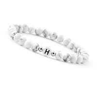 GD GOOD.designs EST. 2015 Bracelet de couple avec la lettre H | Bracelet partenaire en perles de howlite (lettre H)