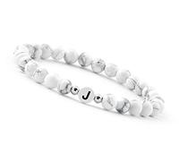 GD GOOD.designs EST. 2015 Bracelet de couple avec la lettre J | Bracelet partenaire en perles de howlite (lettre J)
